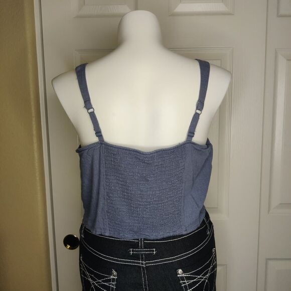 Torrid Linen Blend Button-Front Crop Tank sz 1 - Picture 7 of 11